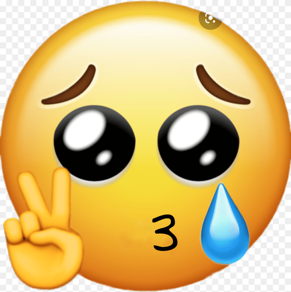 Kissyface Tear Edit Emoji Peace Crying Peace Sign Emoji, Sphere, Toy Png Image
