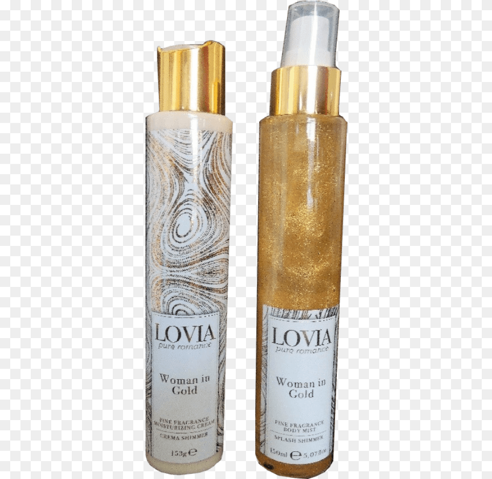 Kit Crema Y Splash Shimmer Lovia Destellos Dorados Perfume, Bottle, Cosmetics Png