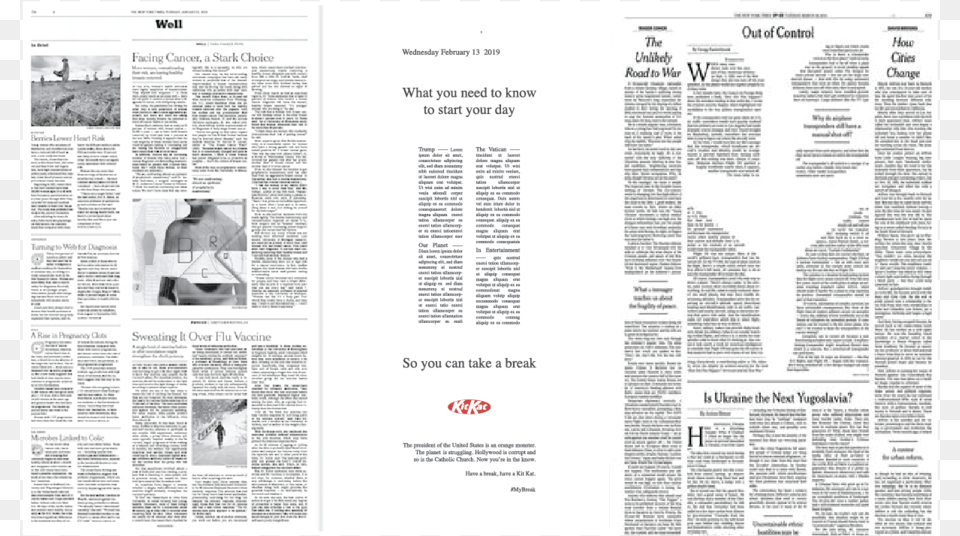 Kit Kat, Newspaper, Text, Page, Person Free Png