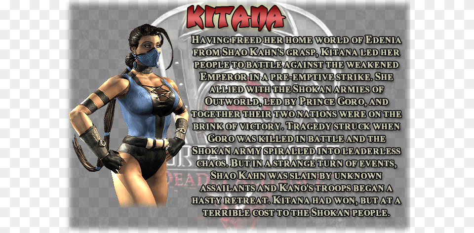 Kitana Mortal Kombat Deadly Alliance Kitana, Adult, Advertisement, Female, Person Free Png Download