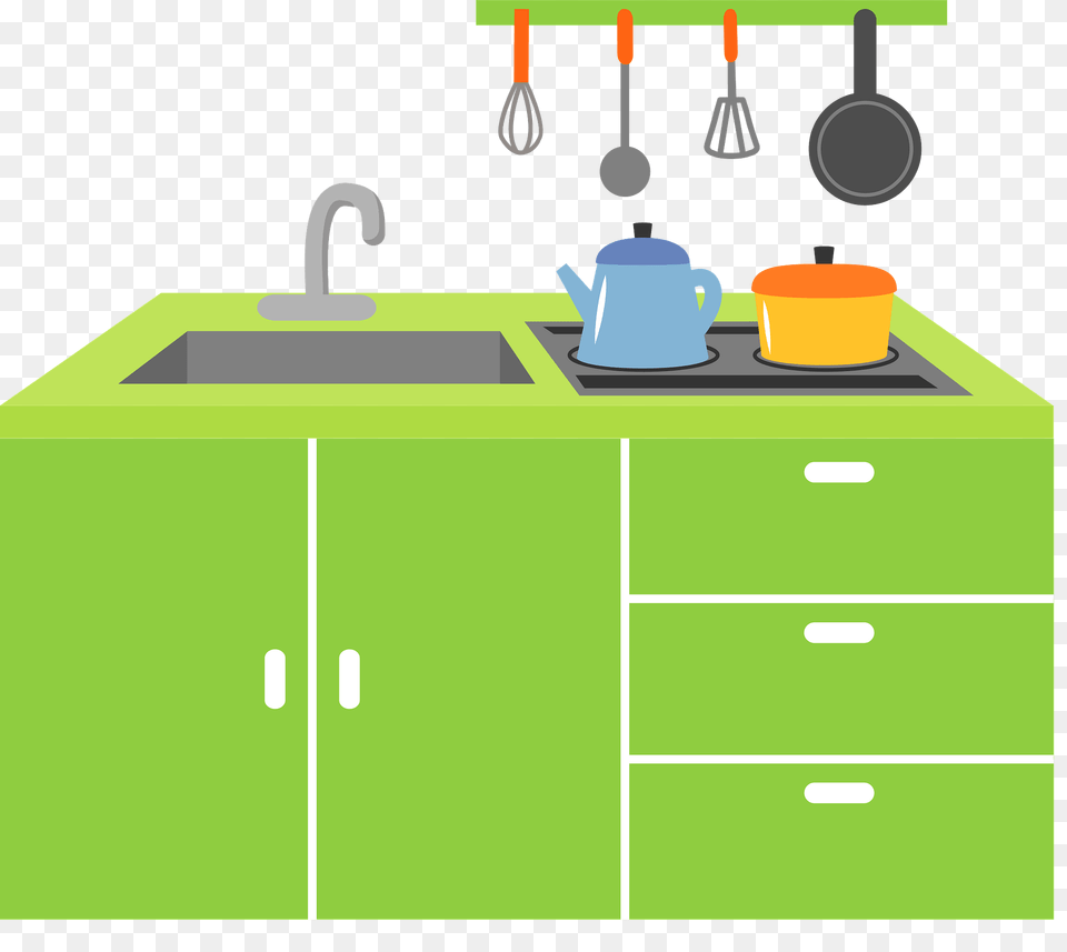 Kitchen Cabinets Clipart, Indoors, Sink, Sink Faucet Free Transparent Png