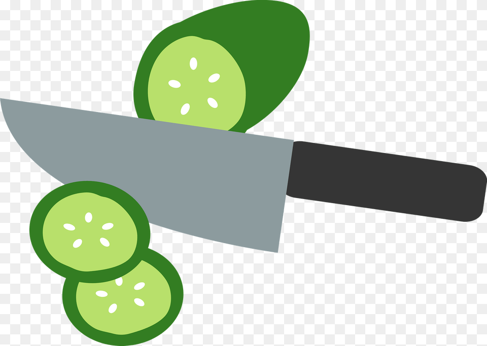 Kitchen Knife Is Cutting A Cucumber Clipart, Blade, Cooking, Sliced, Weapon Free Png