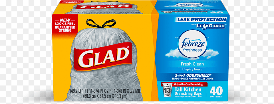 Kitchen Odorshield Fresh Clean Scent Glad Trash Bags, Box Png