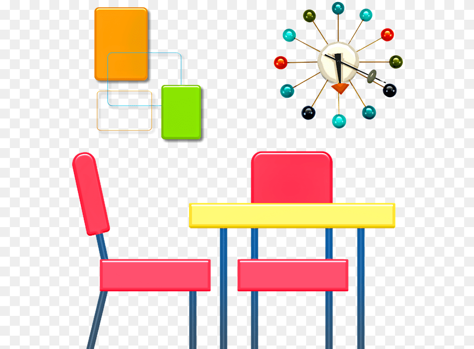 Kitchen Table Retro Kitchen Bowls Clock Retro Art Dots Optical Illusion Gif, Chair, Furniture Png Image