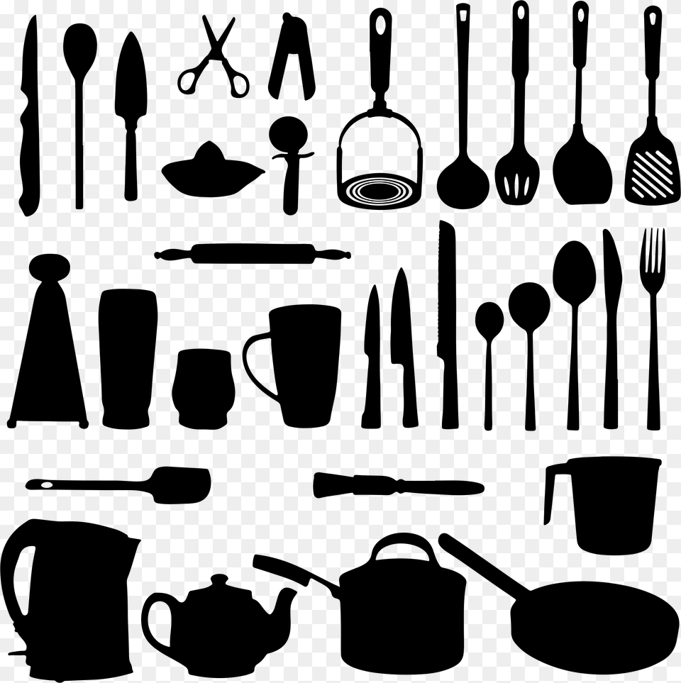 Kitchen Utensils Clipart, Gray Free Transparent Png