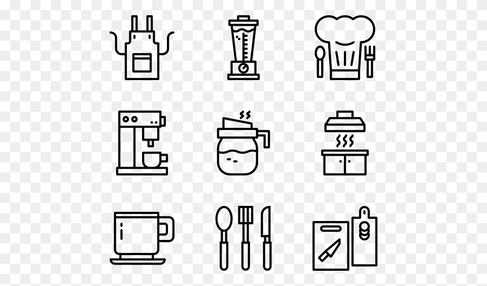 Kitchen Utensils Icons, Gray Free Png Download