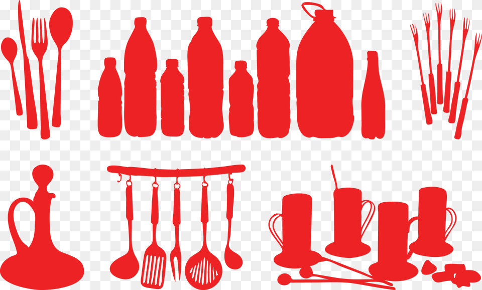 Kitchen Utensils Silhouette Silhouette, Cutlery, Fork, Spoon, Cup Png Image