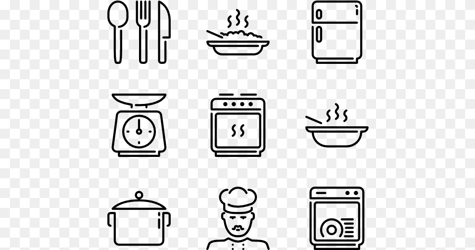 Kitchen Work Icons, Gray Png Image