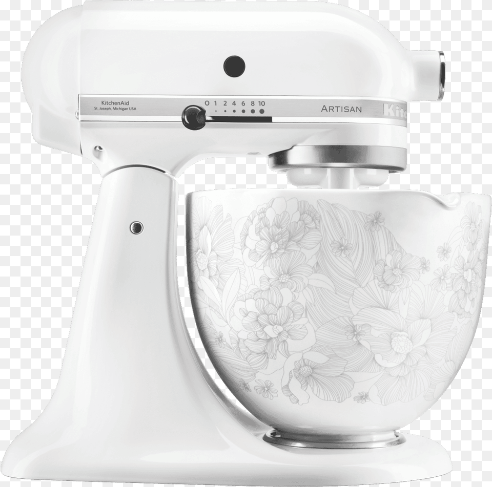 Kitchenaidwhispering Floral Ceramic Bowl Food Mixer Attachment, Appliance, Device, Electrical Device Free Png Download