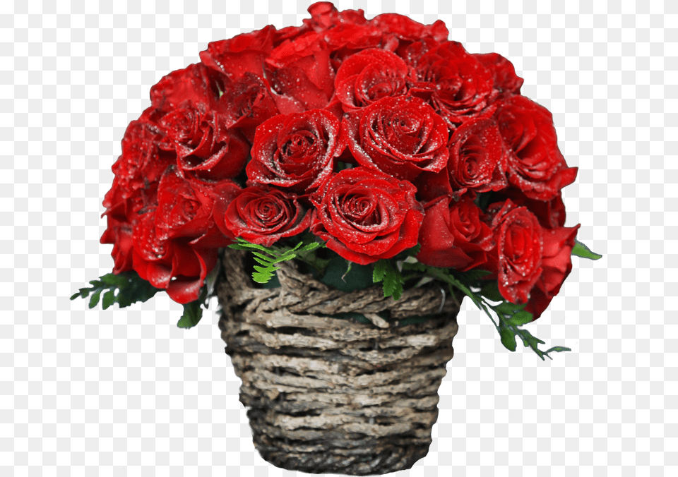 Kithul Basket With 50 Red Roses Guldasta, Flower, Flower Arrangement, Flower Bouquet, Plant Png