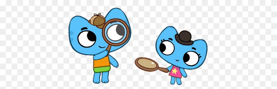 Kitnkate Detectives Holding Magnifying Glasses, Cutlery, Spoon, Cartoon, Animal Png