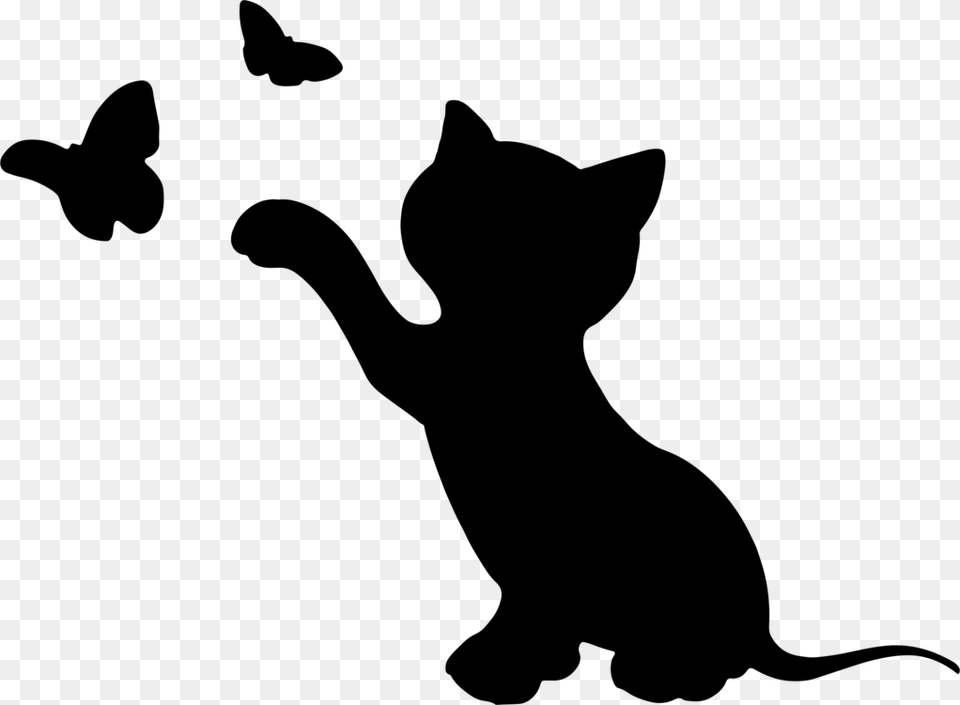 Kitten Animal Silhouettes Maine Coon Felidae, Gray Free Png