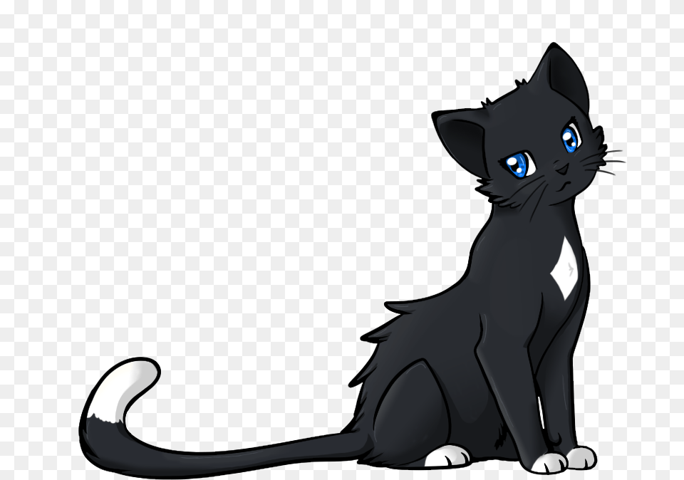 Kitten Clipart Anime Cat Black And White Cat Anime, Animal, Mammal, Pet, Black Cat Png