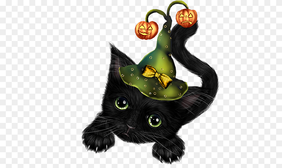 Kitten Clipart Whimsical Cat Clipart Halloween Cute Cat, Animal, Black Cat, Mammal, Pet Free Png