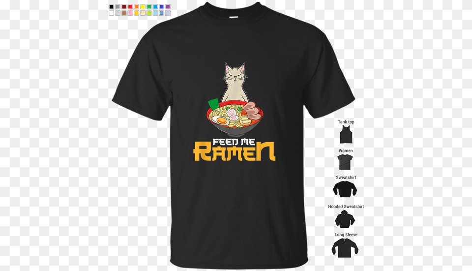 Kitten Feed Me Ramen Kawaii Anime Cat Soup Bowl T Shirt, Clothing, T-shirt, Animal, Pet Free Png Download