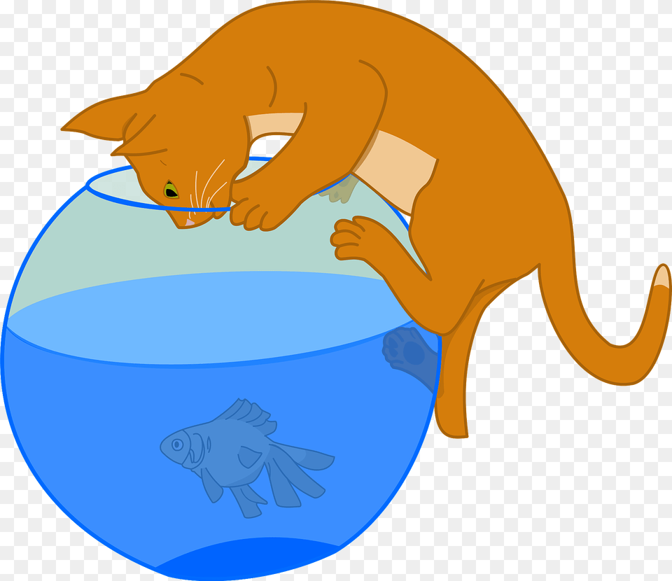 Kitten Hunting For A Fish Clipart, Animal, Mammal, Sea Life, Shark Free Png