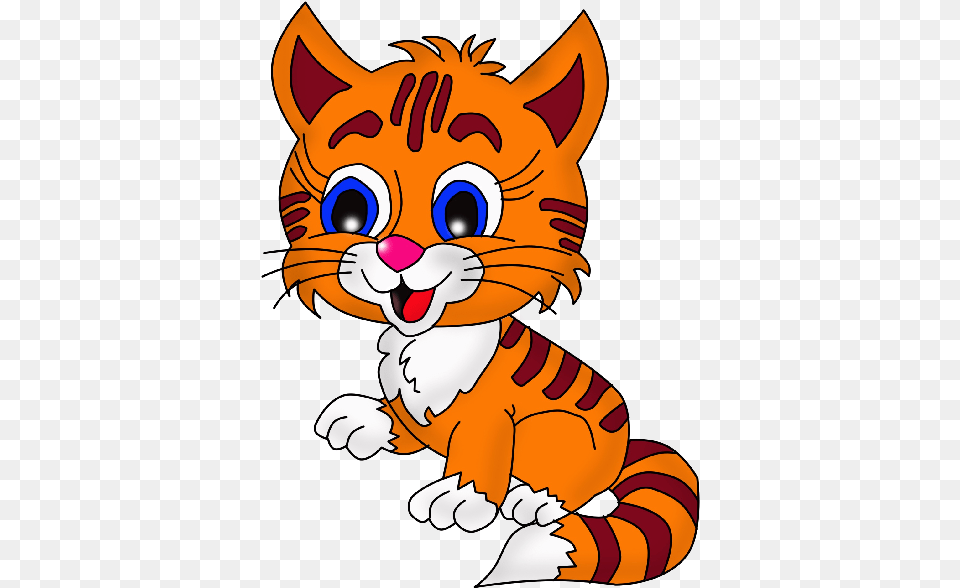 Kittens Clipart Animated Cat Clipart No Background, Animal, Mammal, Tiger, Wildlife Png Image