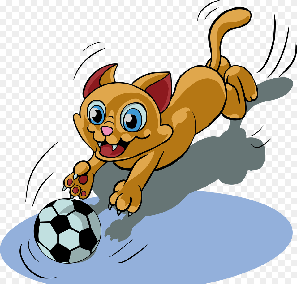 Kittens Clipart Cat Play Cat Play Football Cartoon, Sport, Ball, Soccer Ball, Soccer Png Image