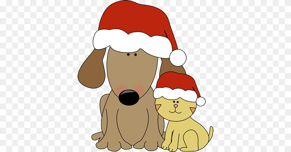 Kittens Clipart Christmas Santa Dog And Cat Christmas Clip Art, Baby, Person, Face, Head Free Png Download