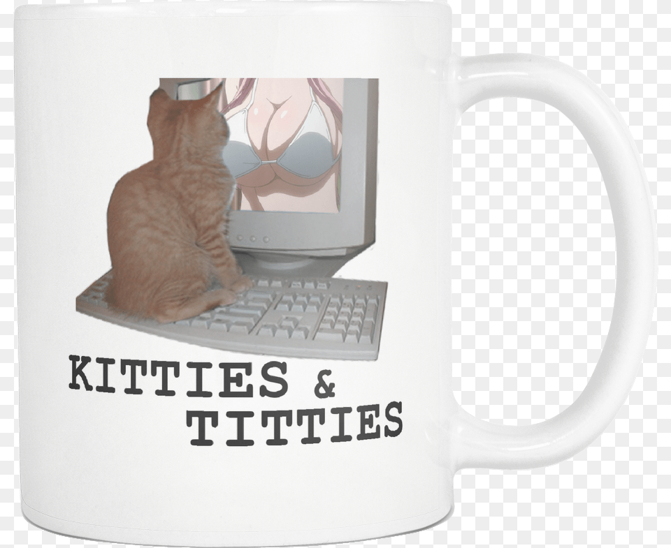 Kitties And Titties Coffee Mug Coffee Cup, Pet, Mammal, Animal, Cat Png Image