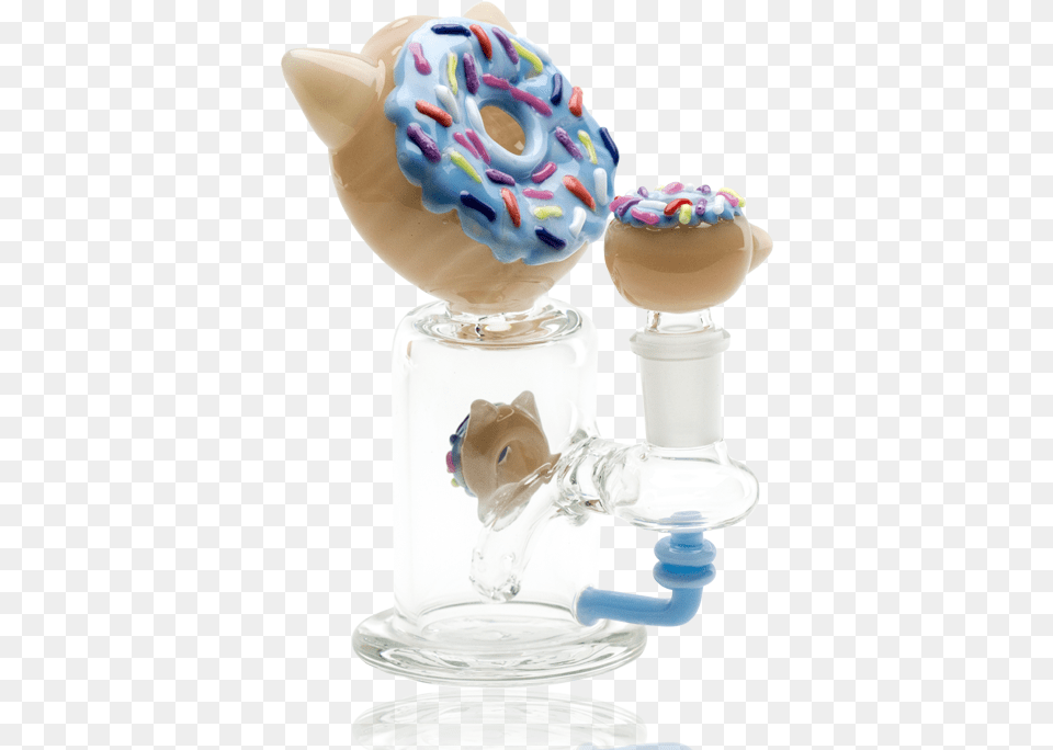 Kitty Cat Blueberry Donut Custom Mini Rig Water Bubbler Donut Kitty Dab Rig, Jar, Food, Sweets, Smoke Pipe Free Png Download