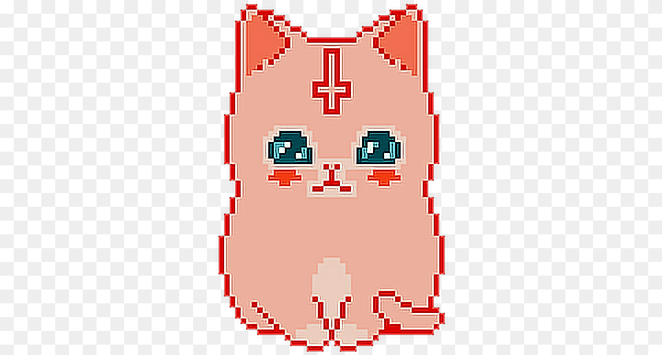 Kitty Cat Pink Antichrist Satanist Satanic Satanism 8 Bit Cat, First Aid, Animal, Mammal, Pet Free Png