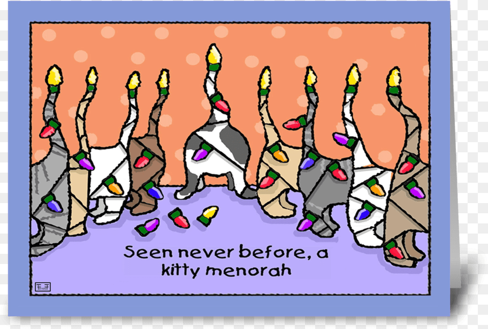 Kitty Menorah For Hanukkah Cartoon, Book, Comics, Publication, People Png Image