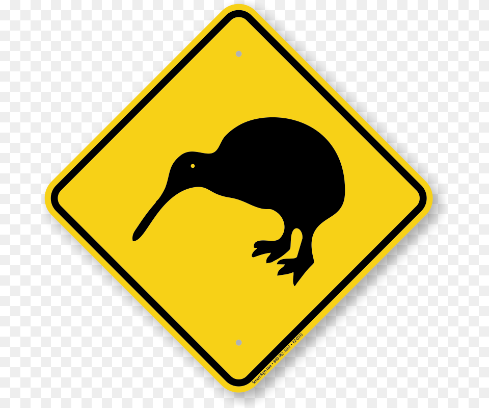 Kiwi Xing Road Sign New Zealand Kiwi Road Sign, Symbol, Road Sign, Animal, Bird Free Transparent Png