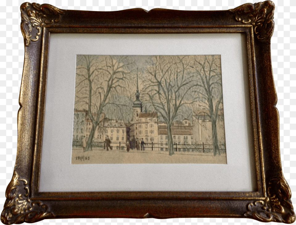 Kk Watercolor Painting Of A European Park With Picture Frame, Art, Person, Photo Frame Free Png Download