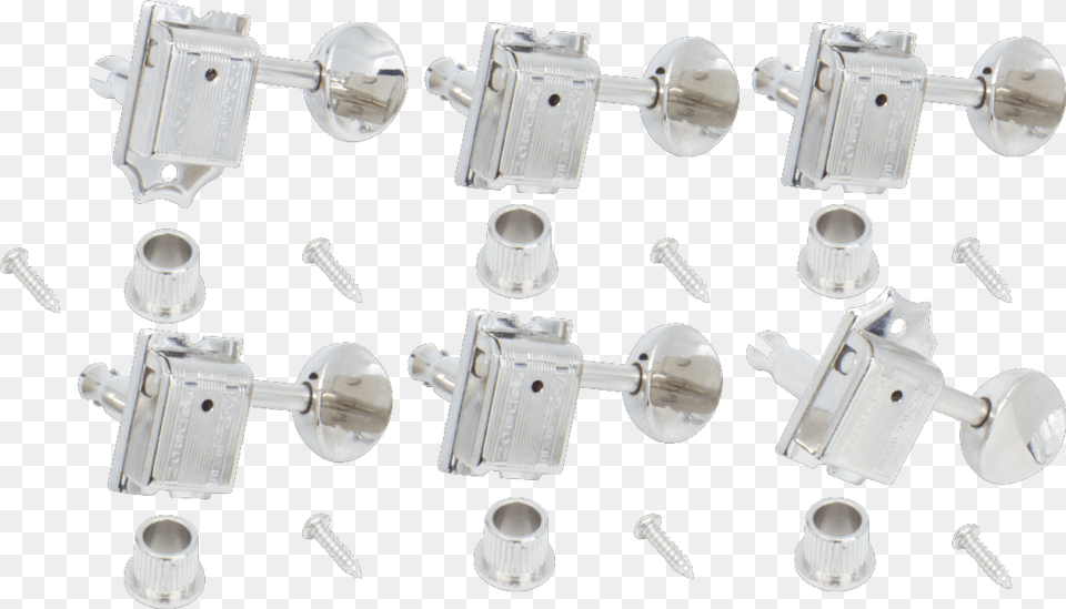 Kluson Supreme Oval Knob 6 In Line Nickel Image Silver, Machine, Screw, Handle, Aluminium Png