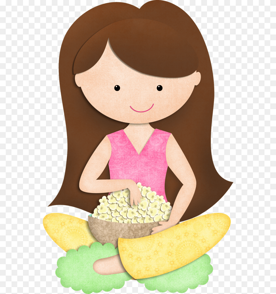 Kmill Auburnhair Popcorn Girl Clipart On Pajama, Food, Produce Png