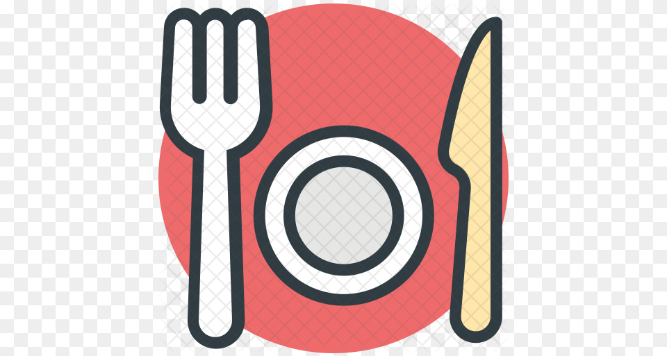 Knife Icon Of Colored Outline Style Circle, Cutlery, Fork, Blackboard Png Image