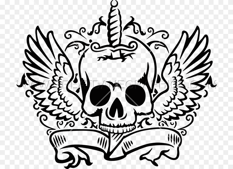 Knife In Skull Knife Skull, Emblem, Symbol Free Png Download