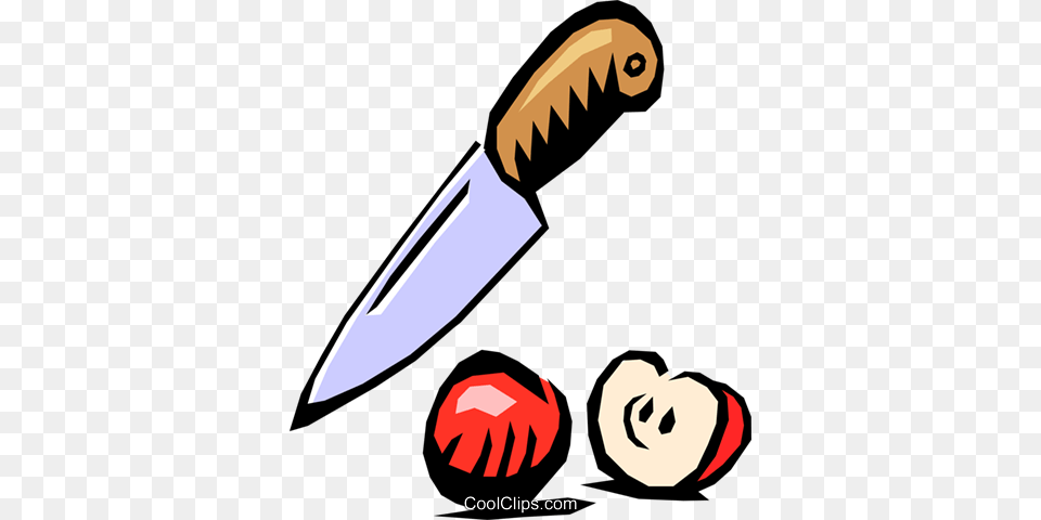 Knife With Apple Royalty Vector Clip Art Illustration, Blade, Dagger, Weapon Png Image