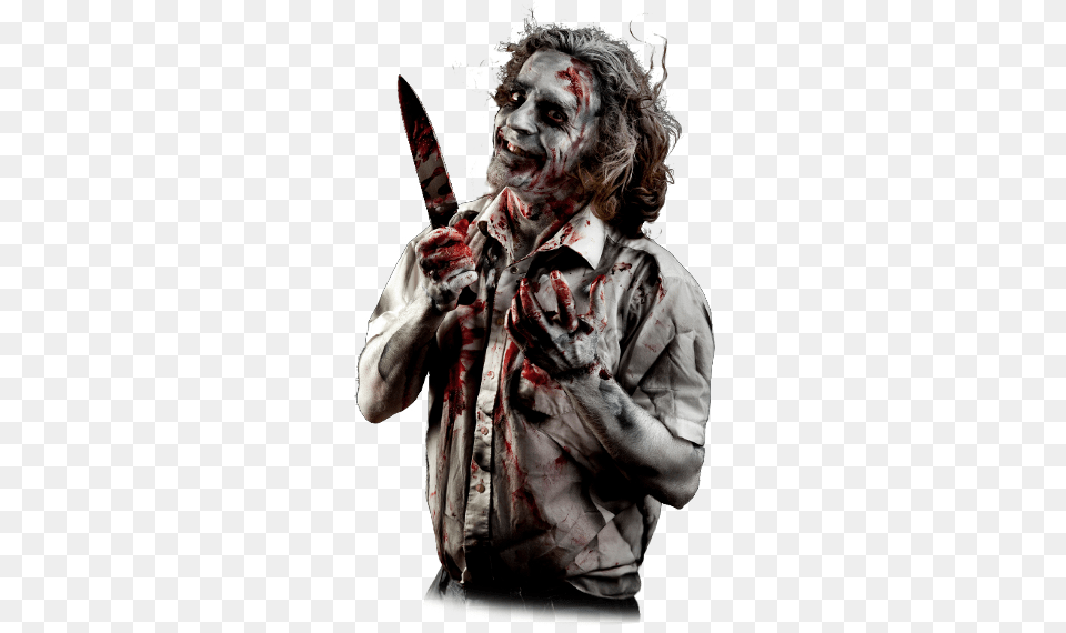 Knife Zombie, Adult, Portrait, Photography, Person Free Png Download