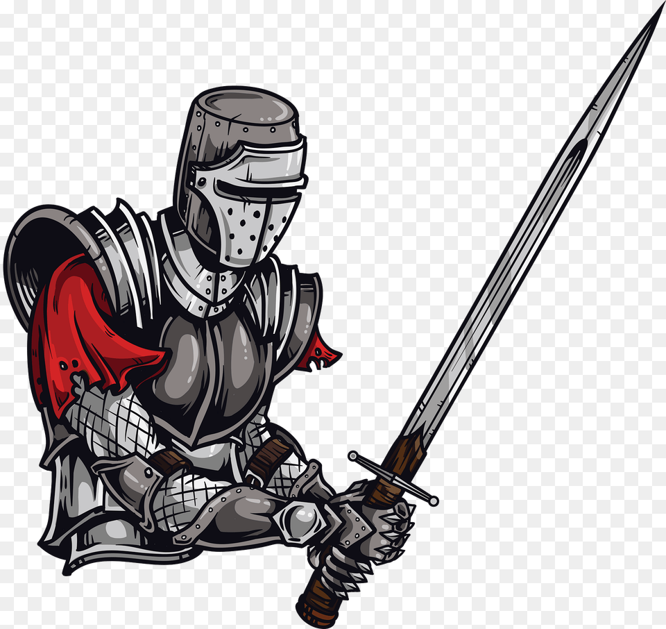 Knight Clipart, Sword, Weapon, Person, Helmet Png Image