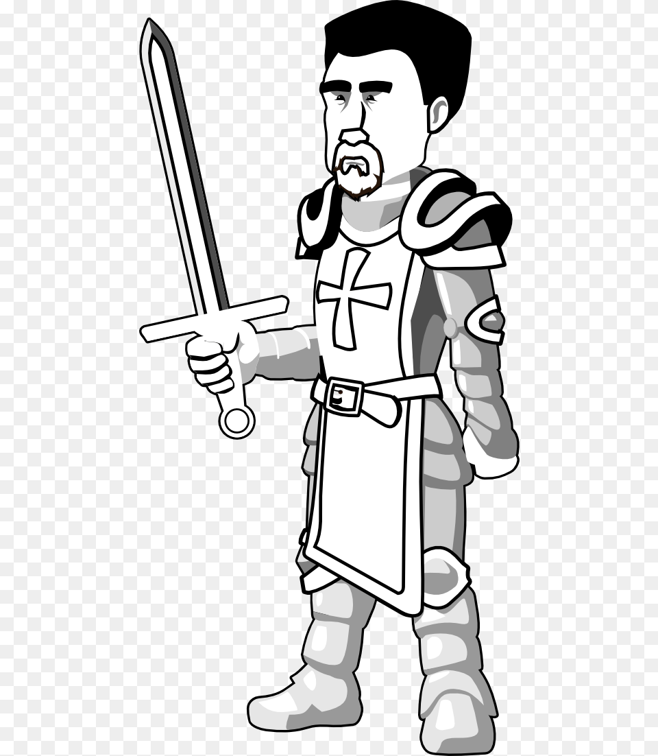 Knight Clipart Black And White, Adult, Person, Man, Male Free Png Download