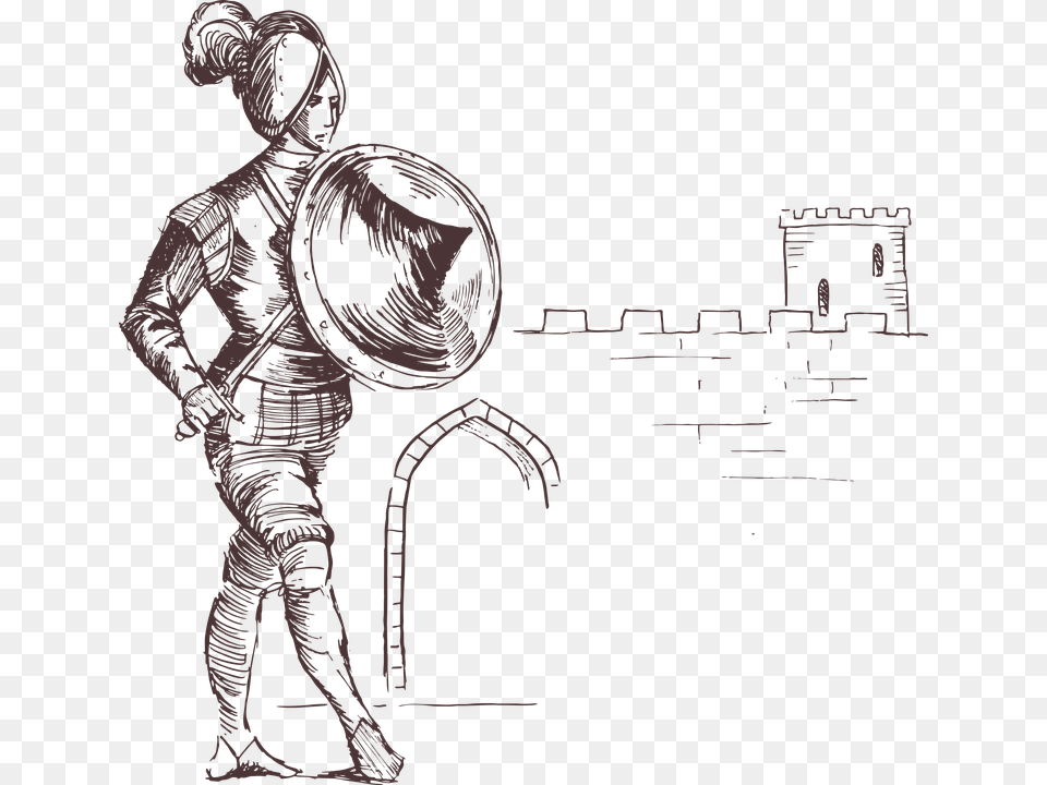 Knight Fighter Warrior Sword Armor Medieval Soldier, Person, Art, Drawing Png Image