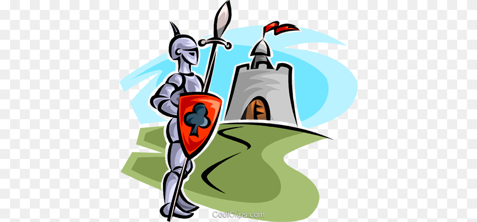 Knight In Armor Outside A Castle Royalty Vector Clip Art, Person Free Png