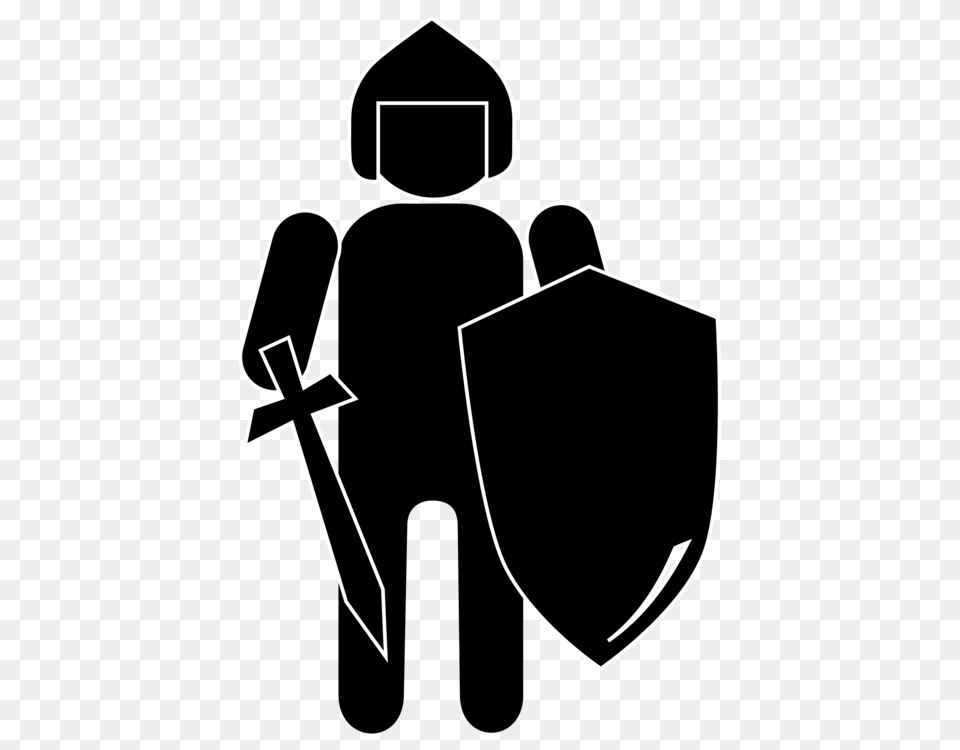 Knight Middle Ages Silhouette Shield Drawing, Armor Free Transparent Png