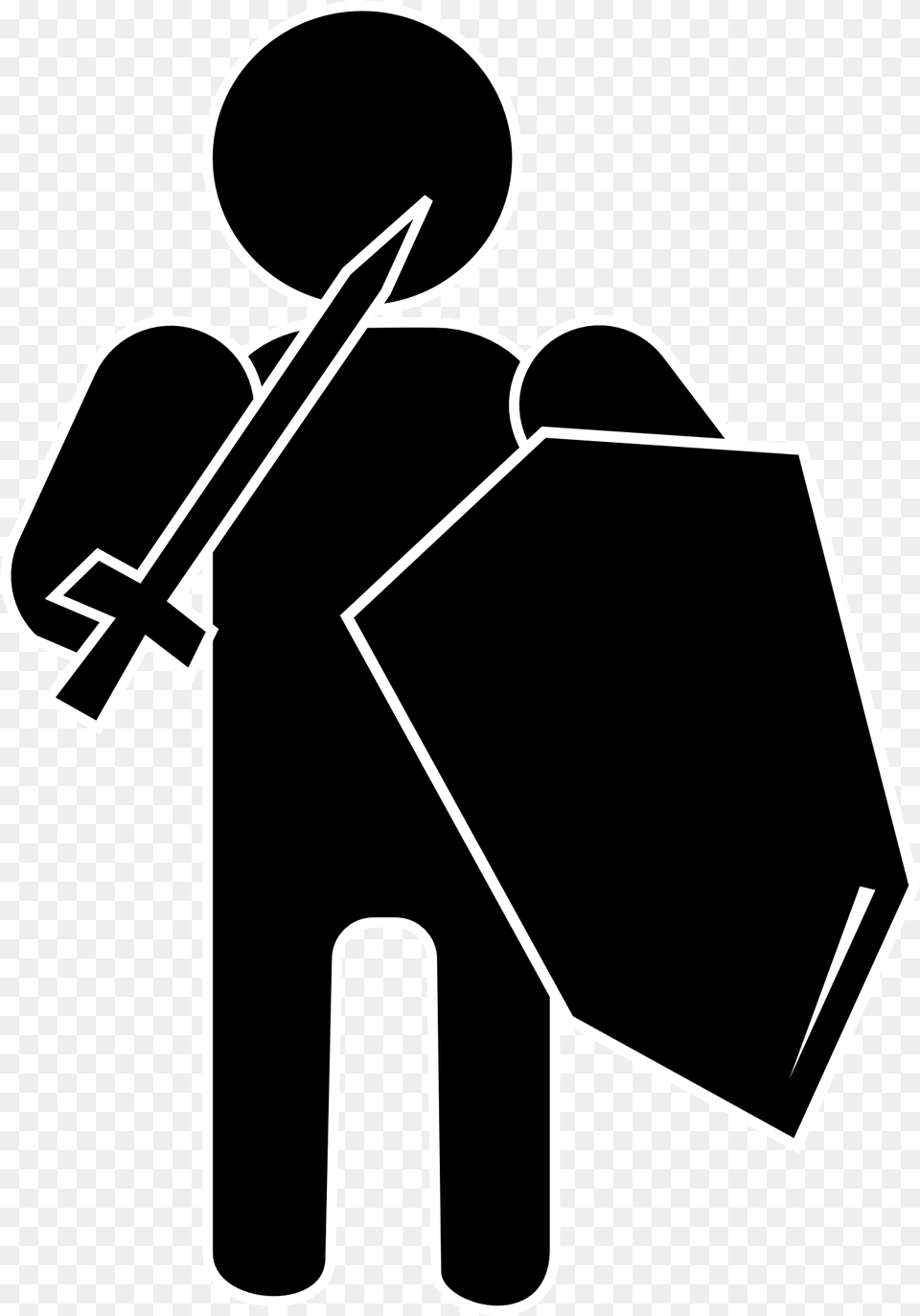 Knight With Sword And Shield Icon Person With Shield, Stencil Free Png