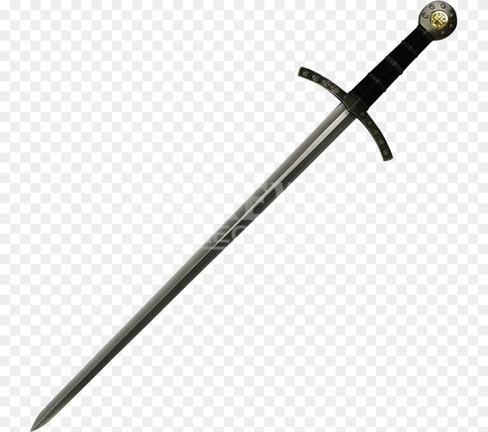 Knights Of Templar Black Hilt Crusader Sword, Weapon, Blade, Dagger, Knife Free Transparent Png