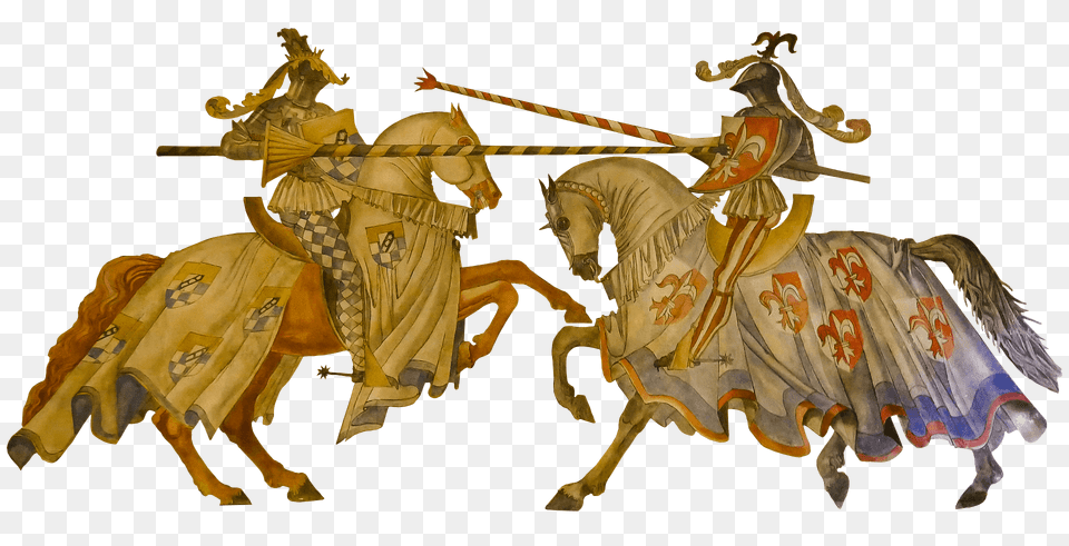 Knights On Horses Dueling Clipart, Knight, Person, Animal, Horse Free Transparent Png