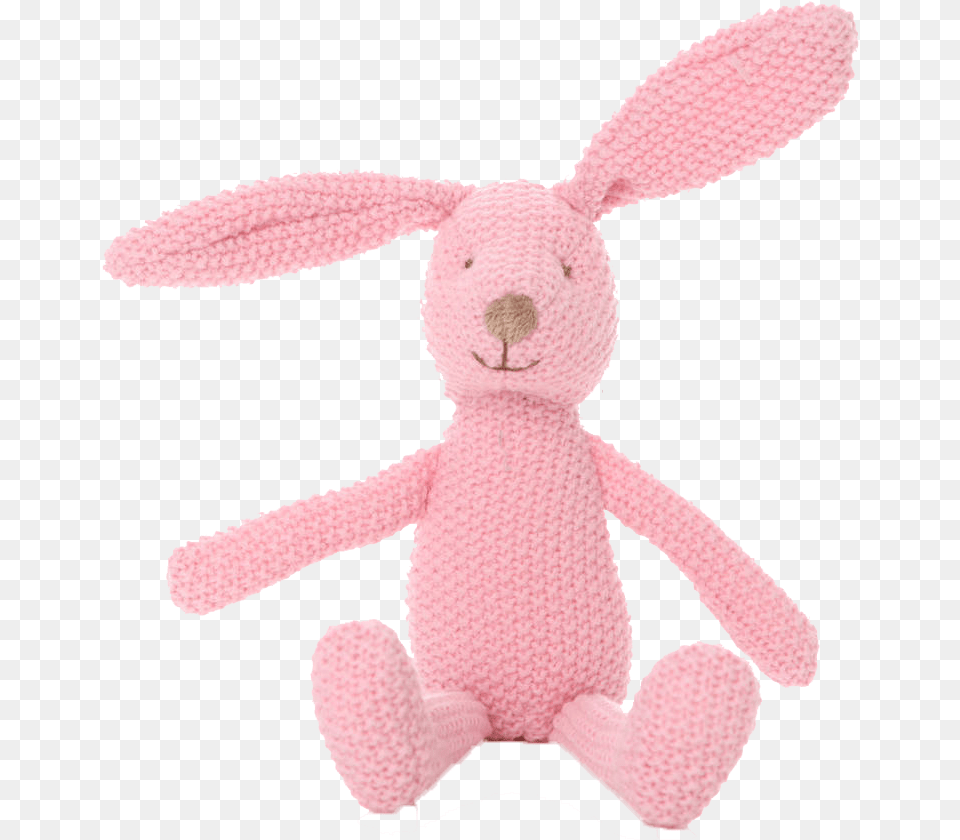 Knitted Pink Bunny, Plush, Toy Png