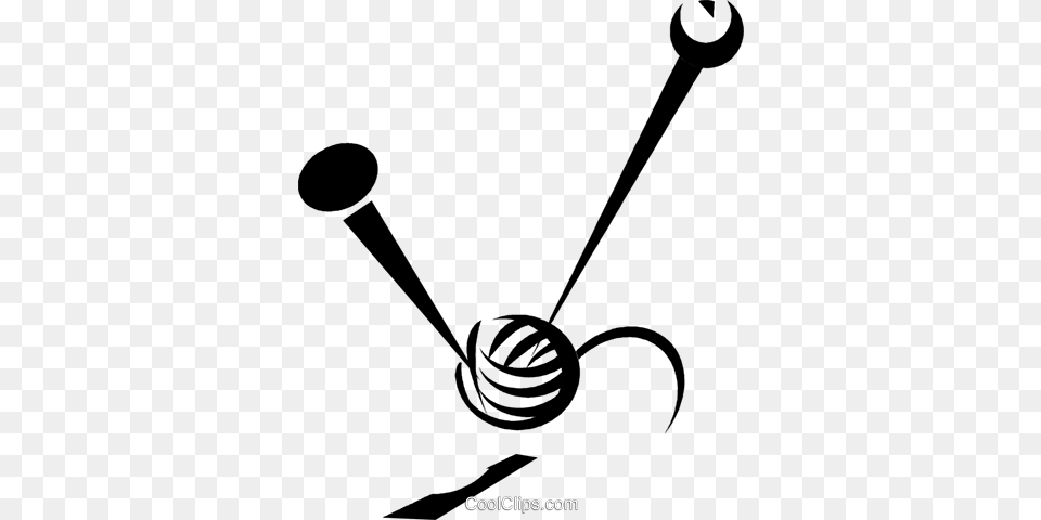 Knitting Needles And A Ball Of Yarn Royalty Vector Clip Art, Smoke Pipe, Appliance, Ceiling Fan, Device Png Image