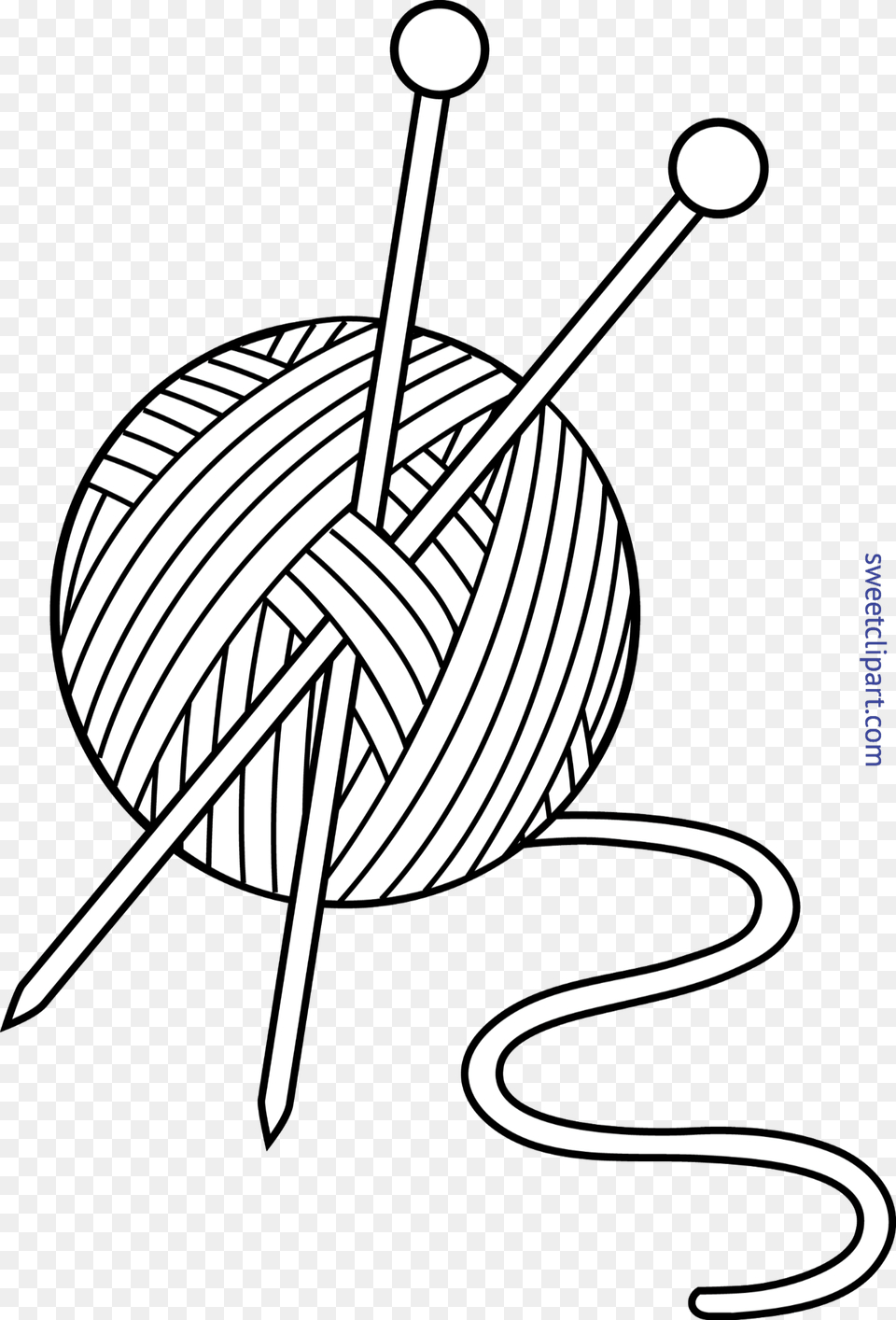 Knitting Yarn Needles Lineart Clip Art Simple Drawing Of Wool Png Image