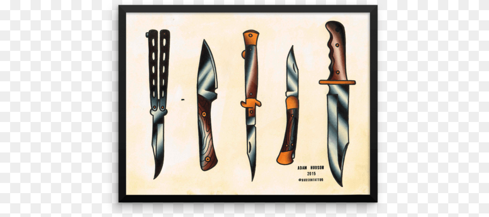 Knives Tattoo Flash Framed Poster American Traditional Knife Tattoo, Blade, Dagger, Weapon, Cutlery Free Transparent Png