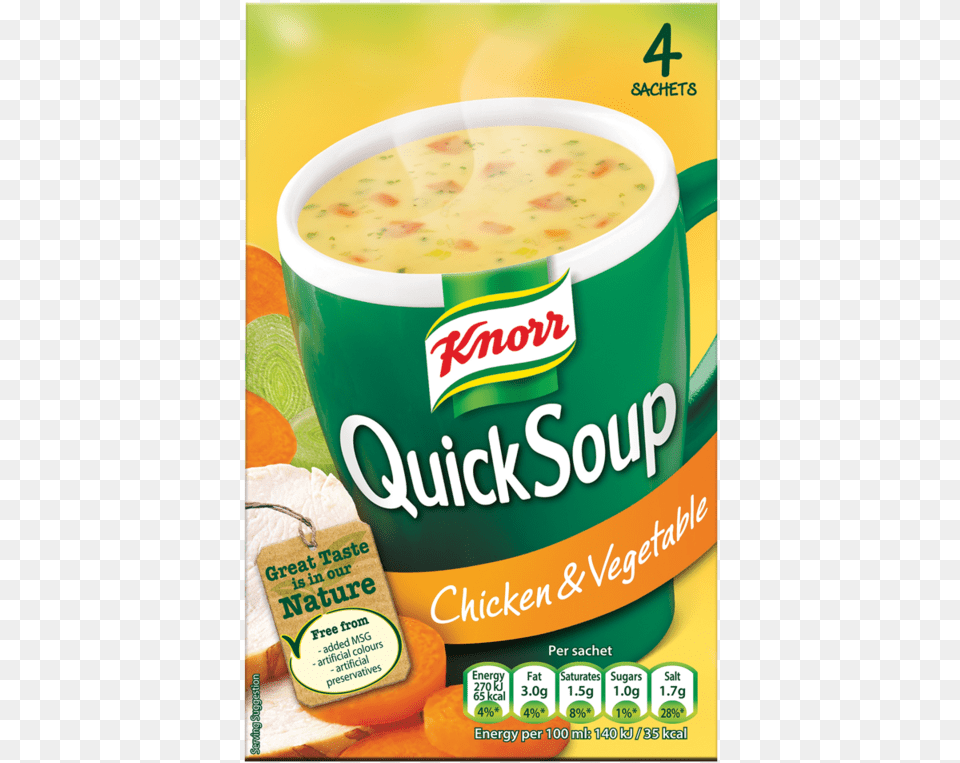Knorr Quick Soup Chicken Vegetable 4 Sachets 56g Knorr Chicken And Vegetable Soup, Food, Meal, Bowl, Dish Png