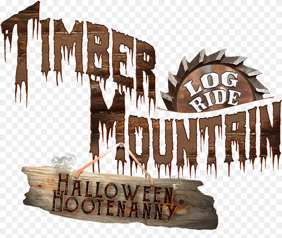 Knotts Berry Farm Timber Mountain Log Ride Halloween Logo, Wood, Person, Nature, Outdoors Png Image