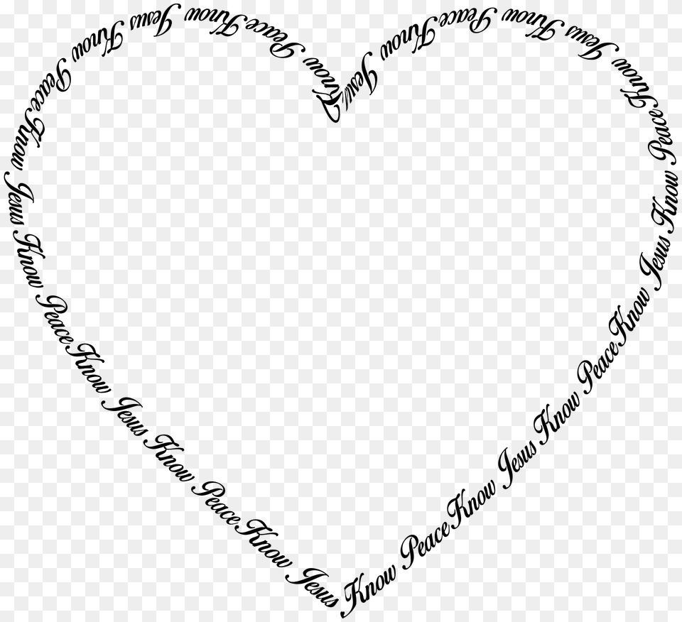 Know Jesus Know Peace Heart Typography Clipart, White Board Free Png Download